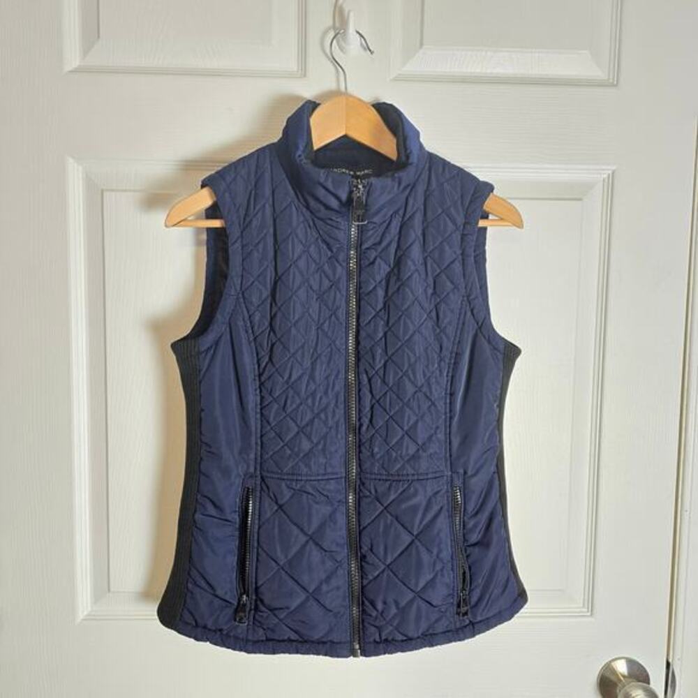 Andrew Marc Quilted Vest-Blue/Black-Women's S
